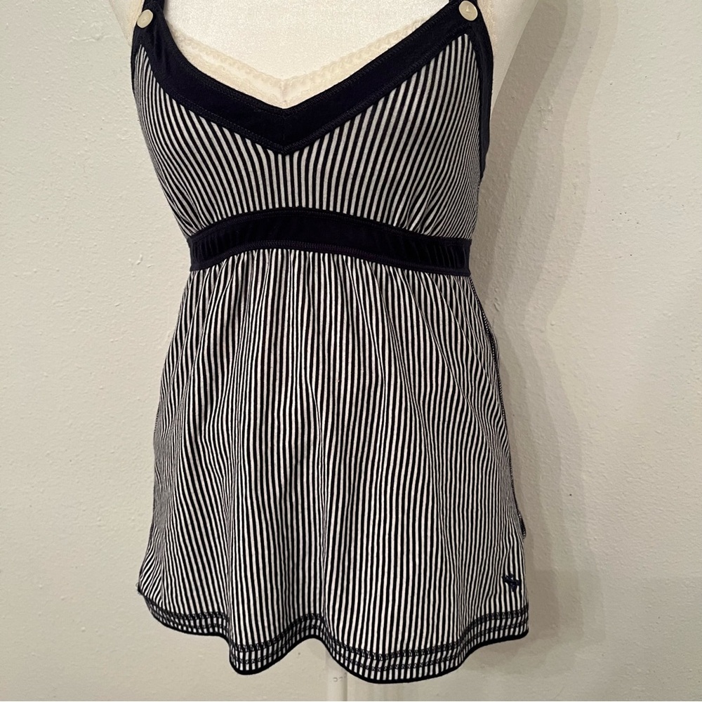 Vintage Y2K Abercrombie & Fitch 2000s Pinstriped Babydoll Tank Top - Picture 6 of 12